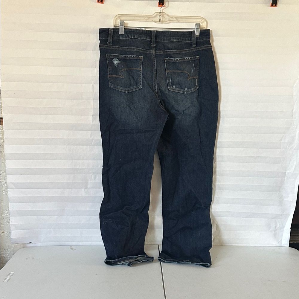 Time and Tru Dark Women's High Rise Blue Straight Leg Jeans Size 14 - Picture 2 of 4